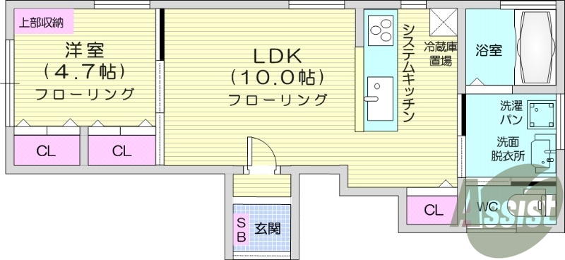 1LDK、オール電化、モニター付きインターホン！