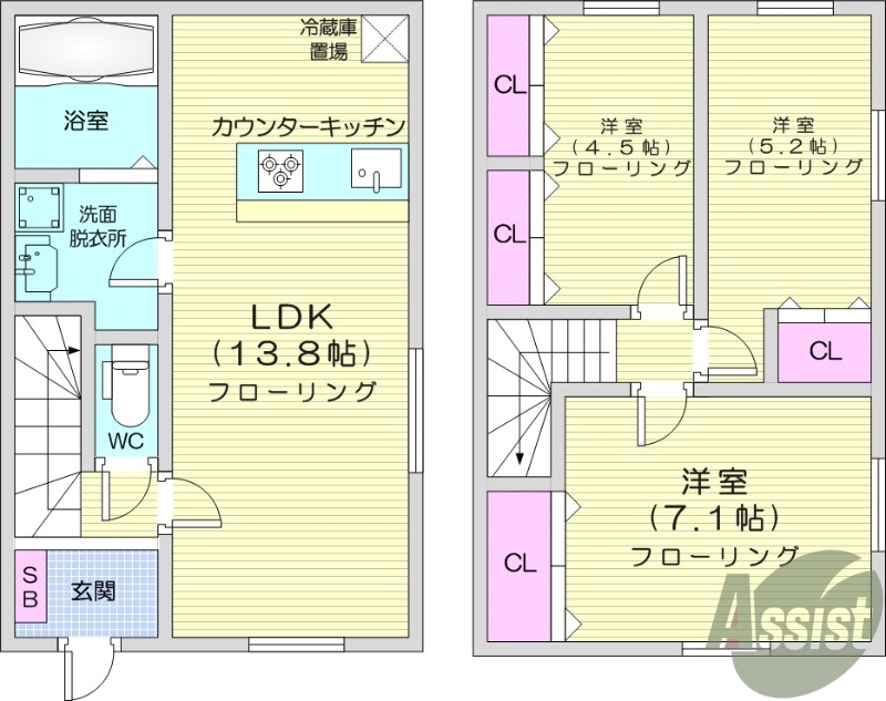 ３LDK、メゾネット、ペット相談、ネット無料