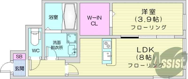 1LDK、ウォークインクローゼット、カウンターキッチン！