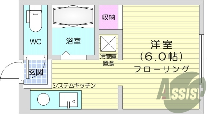1K、IHクッキングヒーター、システムキッチン、エアコン。