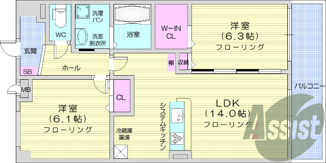 2LDK・オートロック・ウォークインクローゼット