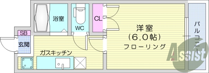 １K、洗濯機置き場、バストイレ別、エアコン、収納