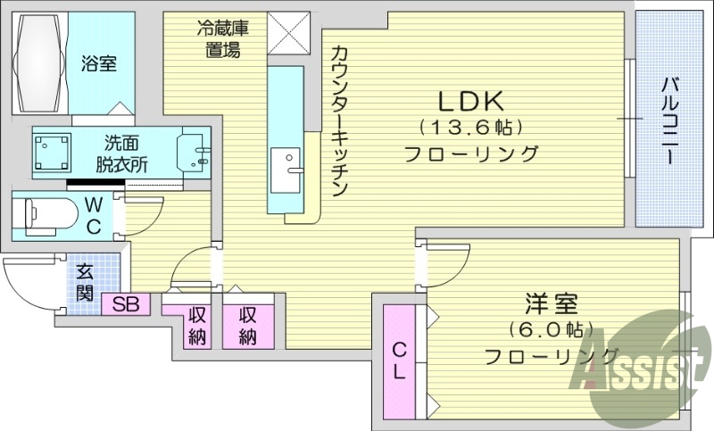 1LDK、ペット相談可能、追い焚き機能付、