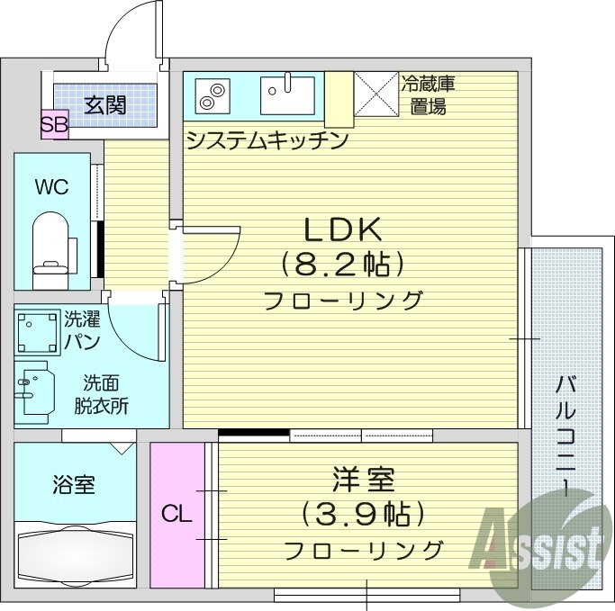 1LDK　ゆったり空間で快適な生活が出来そうです