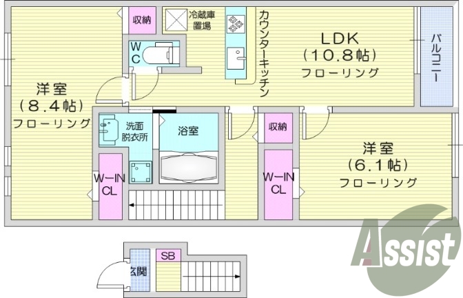 2LDK、ホームセキュリティ、防犯カメラ、バルコニー
