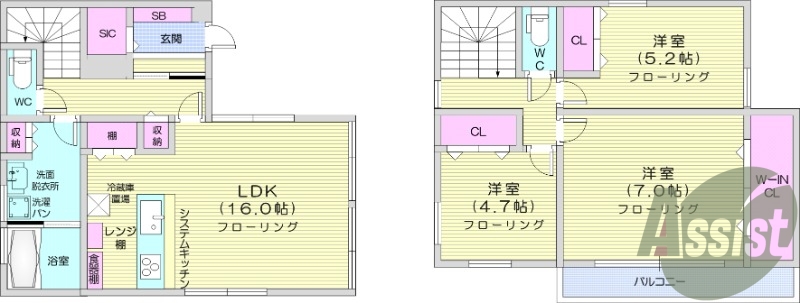 3LDKｍフローリング、オール電化、敷地内駐車場2台！