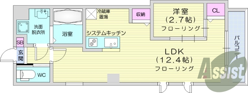 1LDK、角部屋、IHクッキングヒーター、追い焚き。