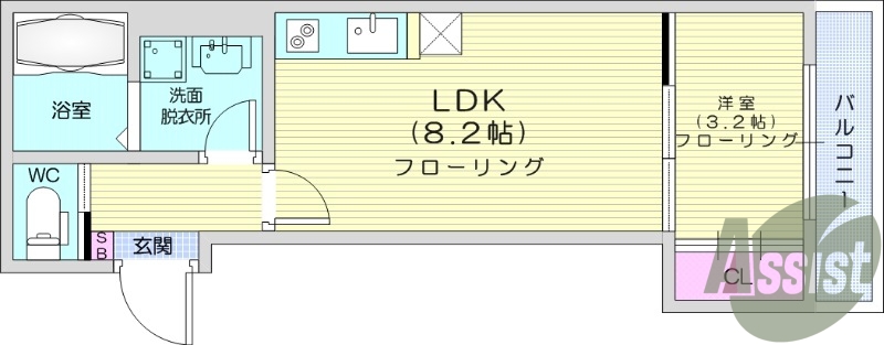 １LDK、角部屋、追い焚き機能付き、インターネット使用料無料