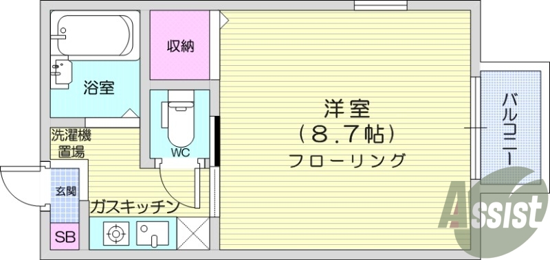 1K、ガスコンロ、ネット無料、インターホン、エアコン