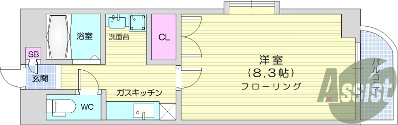 1K、バストイレ別、温水洗浄便座、洗面所独立