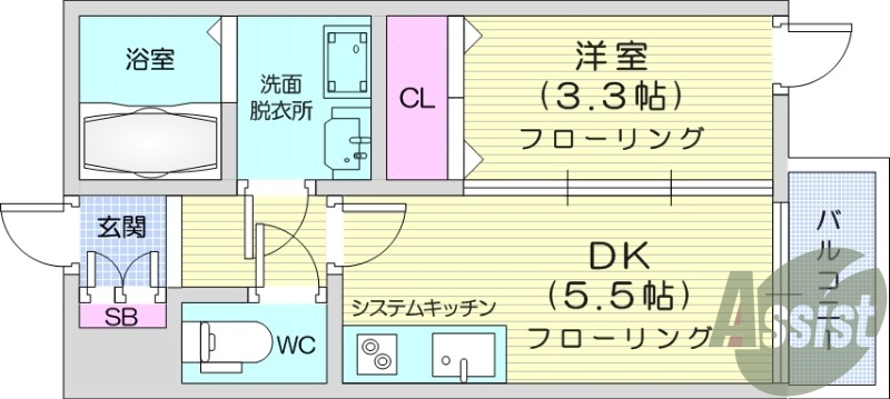 1DK、追い焚き機能付き、インターネット使用料不要