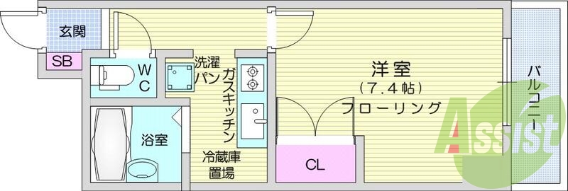 1Ｋ、オートロック、防犯カメラ、エレベーター、バストイレ別