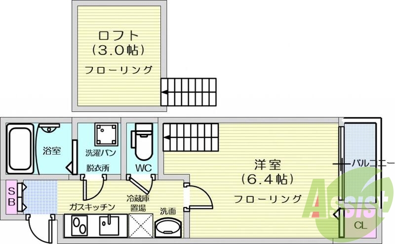 1Ｋ、ロフト、最上階、角部屋、ＩＨクッキングヒーター、給湯