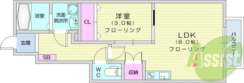 １ＬＤＫ、クローゼット、浴室乾燥、追炊き、エアコン