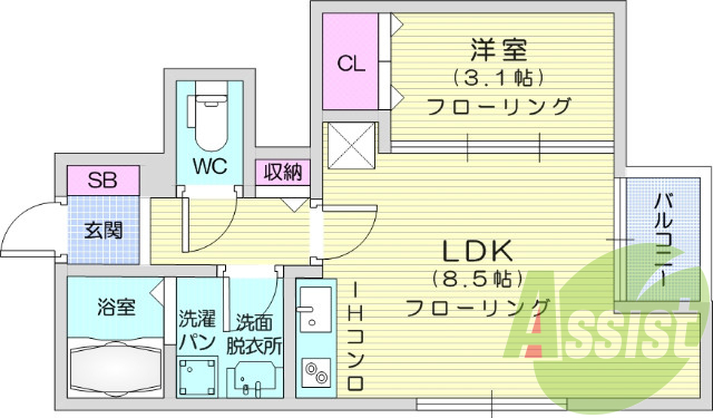 1LDK、インターネット無料、宅配ボックス、防犯カメラ