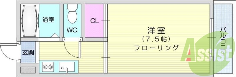 １Ｋ、ガスコンロ、フローリング、エアコン、ガスコンロ付き