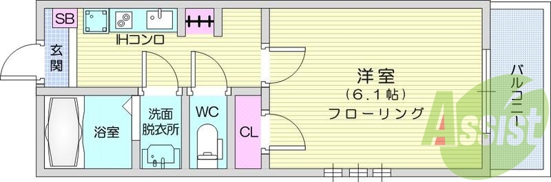 １Ｋ、クローゼット、ＩＨコンロ、セパレート、独立洗面