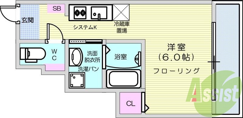 1R、エアコン、室内洗濯機置場、トイレ浴室別、クローゼット。