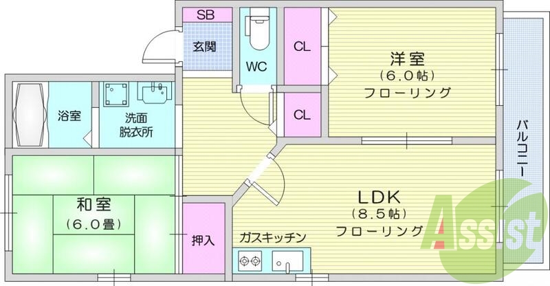 ２ＬＤＫ、収納、角部屋、独立洗面所、シューズボックス