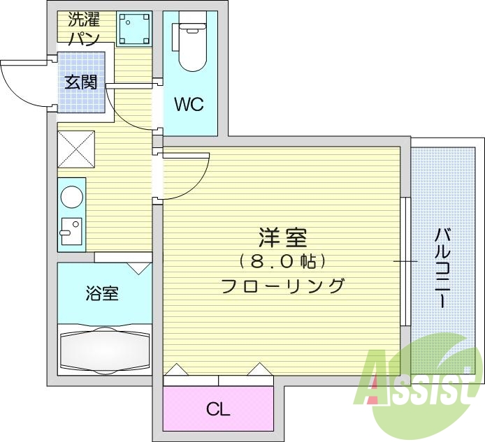 1k、バストイレ別、温水洗浄便座、エアコン