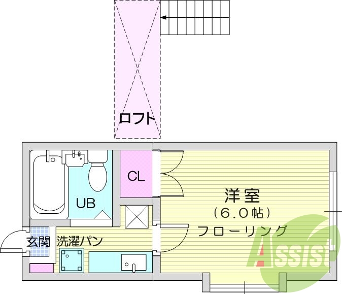 1K、エアコン、室内洗濯機置場、トイレ浴室別、クローゼット