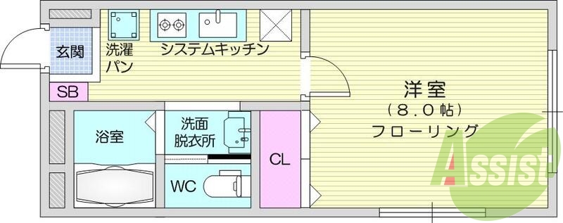 1K、エアコン、バストイレ別、宅配ボックス、インターホン