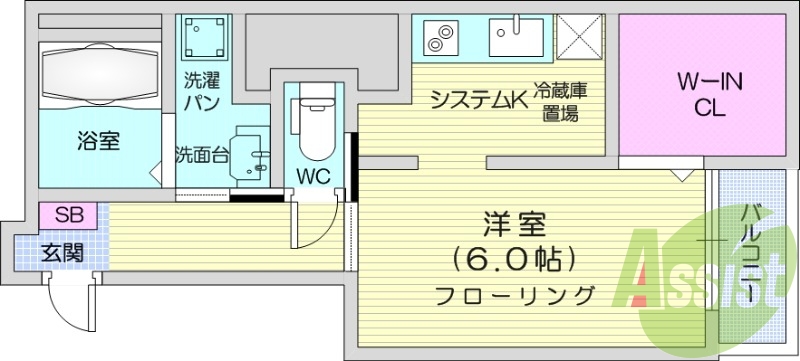 1Ｋ、仙台駅まで徒歩10分、エントランスオートロックつき