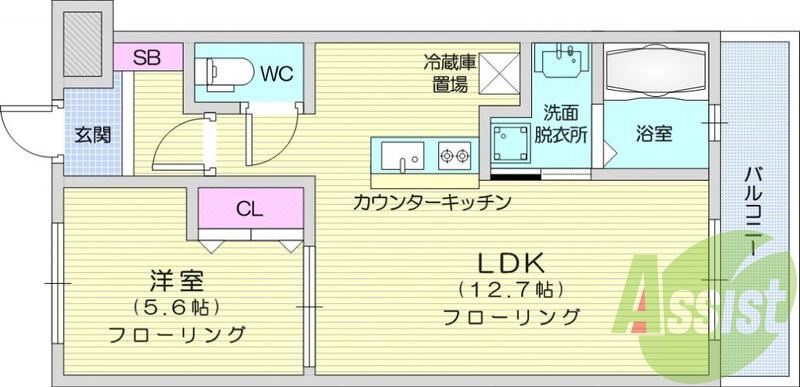 1LDK、オートロック、エレベーター、システムキッチン