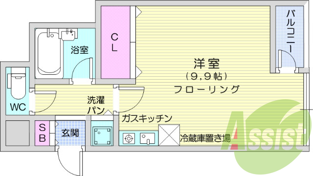 1R、モニター付きインターホン、シャワートイレ