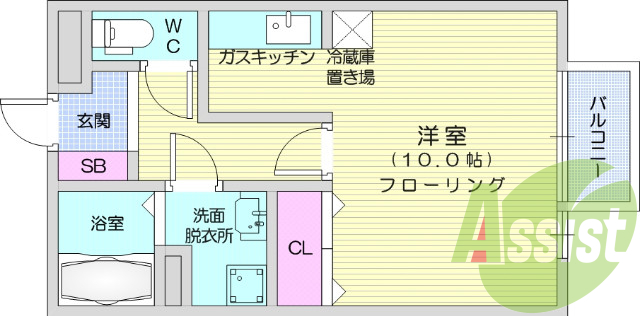 1K、エアコン、デジタルロックキー、都市ガス