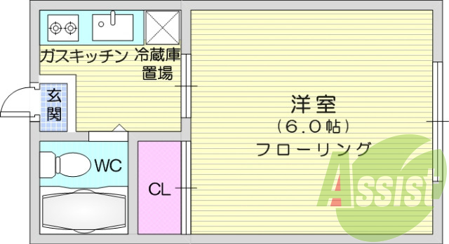 1K、TV付インターホン、エアコン、シャワー