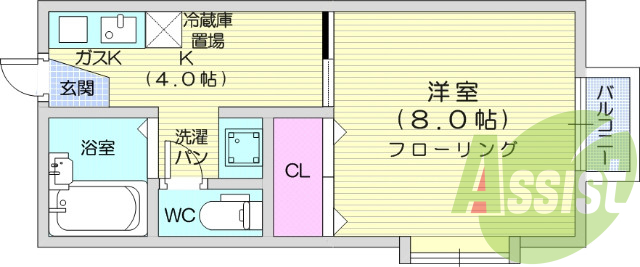 1K、エアコン、BT別、カメラ付きインターホン