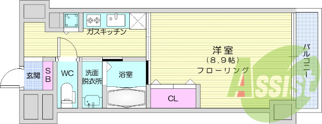 1K・風呂トイレ別・温水洗浄便座・エアコン