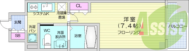 1K・オートロック、防犯カメラ、宅配BOX、エアコン