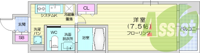 1K・オートロック、防犯カメラ、宅配BOX、エアコン