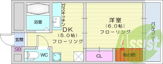 1DK、給湯器、ガスコンロ設置可、エアコン、シューズBOX。