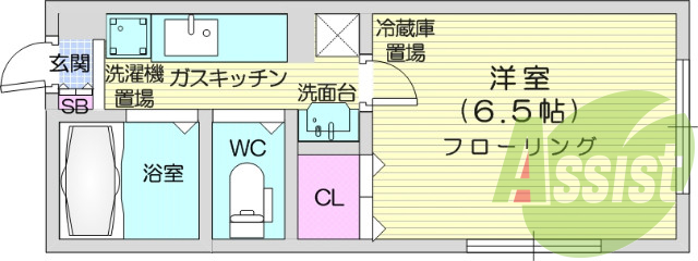1K、給湯器、B/T別、エアコン、TV付インターホン。
