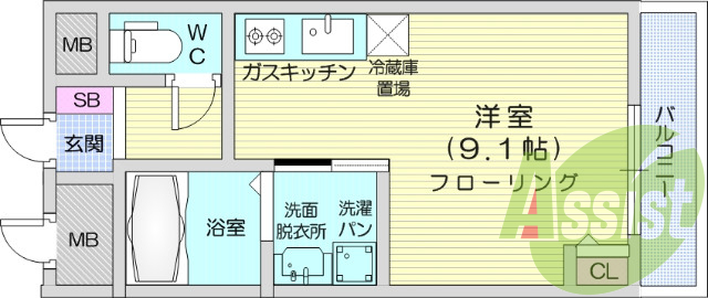 １R・ネット使用料無料、オートロック、エアコン、防犯カメラ