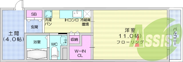 1K、B/T別、エアコン、ウォークインクローゼット。
