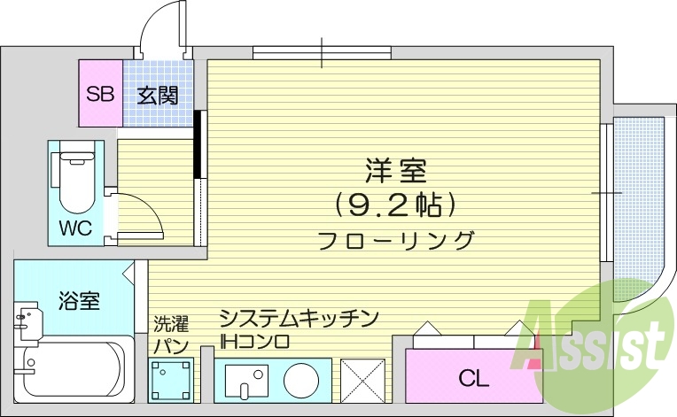 1R、エアコン、クローゼット、追い焚き機能、バス・トイレ別