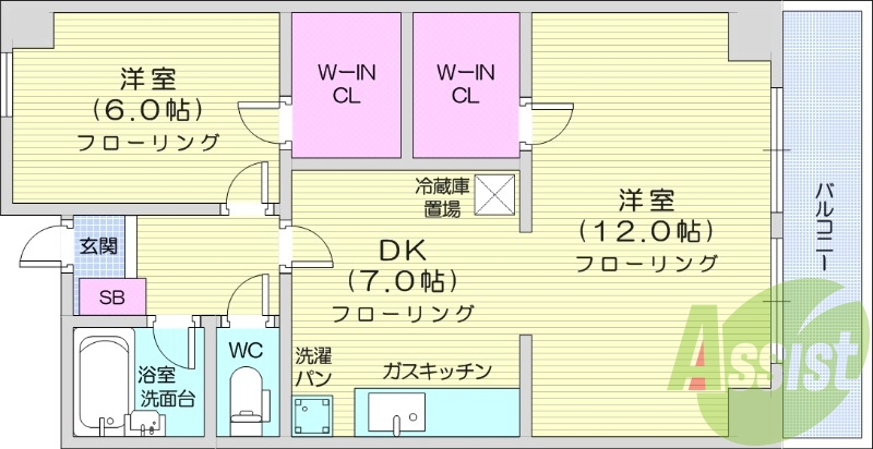 2LDK、追い炊き、オートロック、日当たり良好