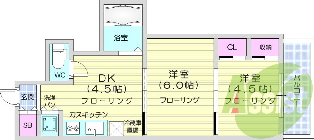 ２DK、モニター付きインターホン、エアコン