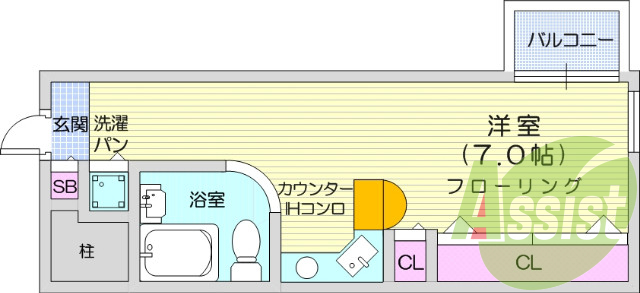 1R、エアコン、家具家電付き、オール電化、オートロック