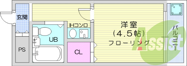 １K・エアコン、IHコンロ、バストイレ別、収納、給湯