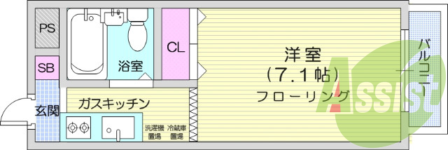 1R、南向き、日当たり良好、モニタ付きインターホン