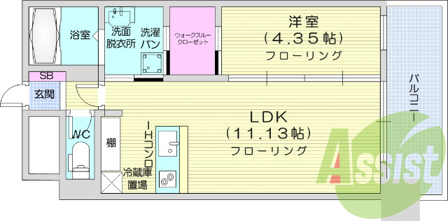 １LDK、南向き、ペット相談、ウォークインクローゼット