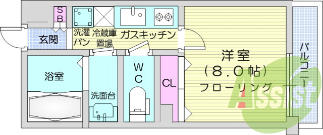 1K、オートロック、シャンプードレッサー、エアコン。