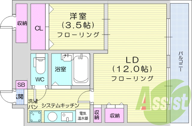 １LDK、IHクッキングヒーター、インターネット使用無料