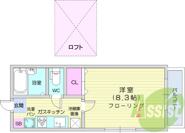 1K、システムキッチン、追い炊き、エアコン