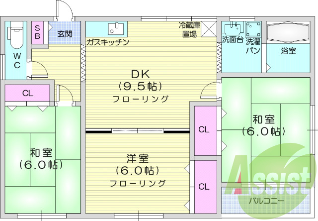 3DK、日当たり良好、デジタルキー、オートロック、角部屋